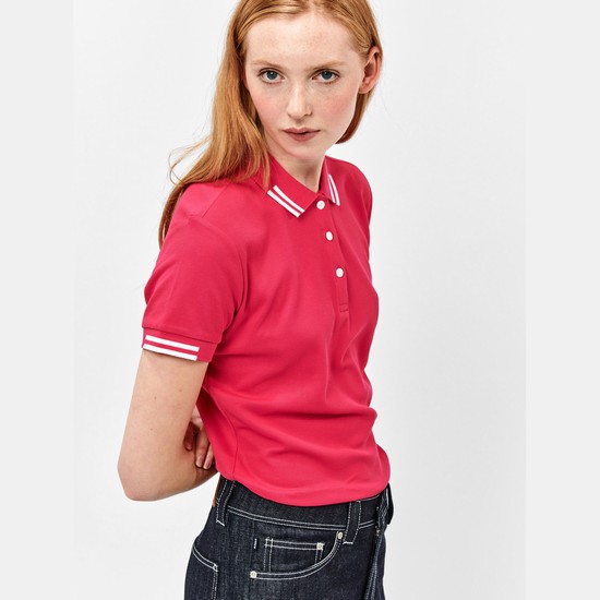 Aigle Technical Short-sleeved Polo Shirts Women Red ZA-51046